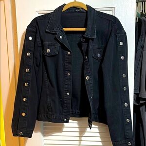 Black Denim Jacket with Silver Snaps